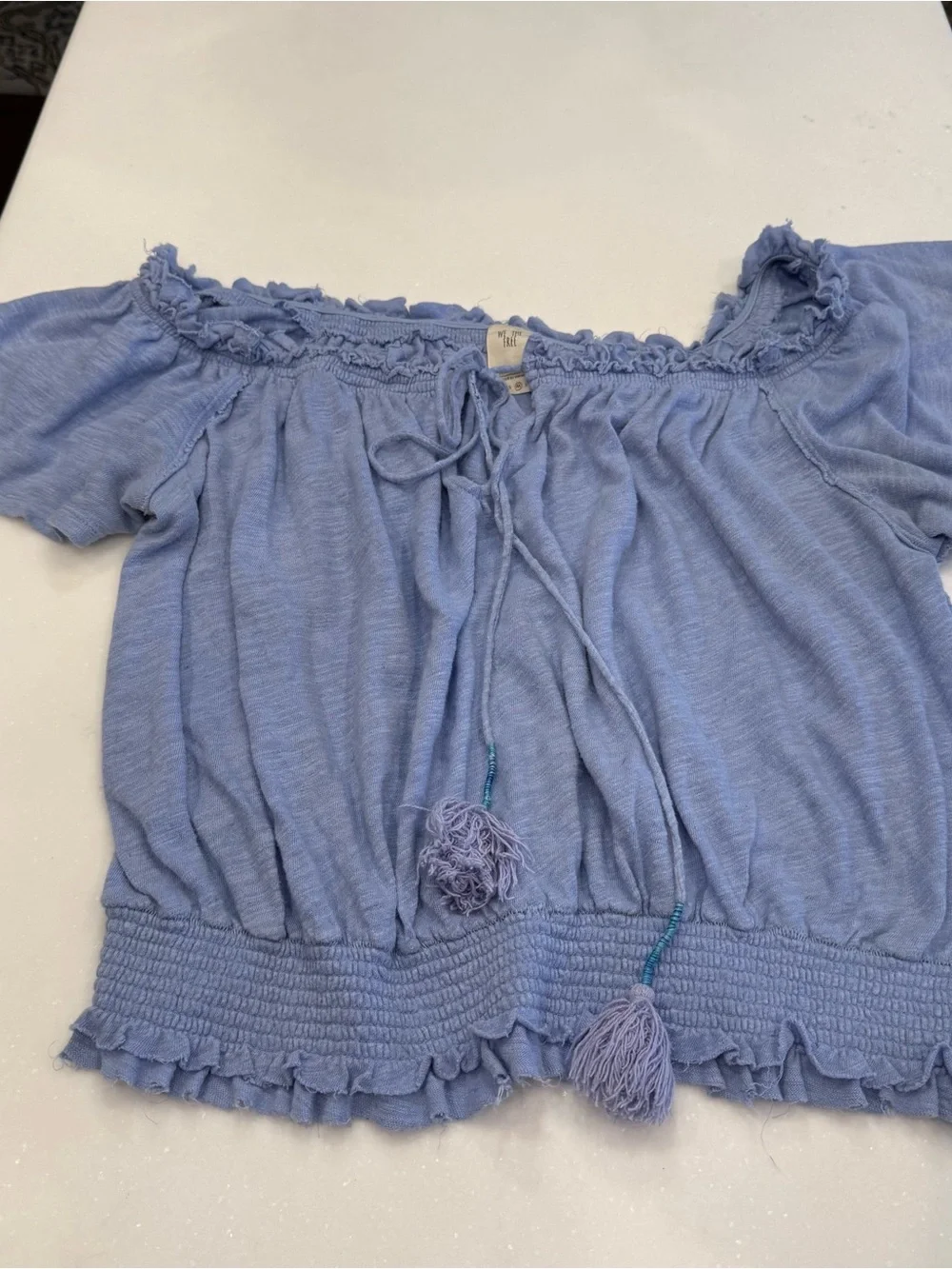 Free People Off The Shoulder Peasant Ruffle Elastic Waist Blouse / TopSize M EUC